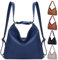 Bestash Damen Rucksack Leder,Handtasche Rucksack Tasche 2 In 1,Einfarbig Elegant Schultertasche für Alltag Arbeit Ausflug Schule Einkaufen Geeignet （Blau）