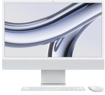 Apple 2023 iMac All-in-One Desktop-Computer mit M3 Chip: 8-Core CPU, 10-Core GPU, 24 4.5K Retina Display, 8 GB gemeinsamer Arbeitsspeicher, 256 GB SSD Speicher, passendes Zubehör. Silber