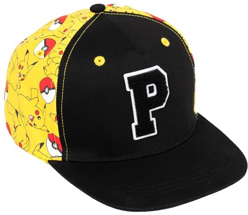 Pokemon Personalised Baseball Cap for Boys Embroidered Letter Black/Yellow