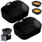 Nadiaen 2PCS Double Stack Air Fryer Liners Suitable for Ninja Air Fryer Silicone Liners Suitable for Ninja Dual Air Fryer Silicone Liners Reusable Air Fryer Accessories Black XL 9.5L