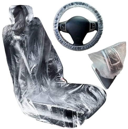 10 Auto Coprisedili Trasparente Usa a Getta Universale + 10 Coprivolante + 10 Cover di Leva del Cambio Protezioni, Antipolvere Protezione per Seggiolino Auto, Coprisedili Monouso Auto Ultra Spessi