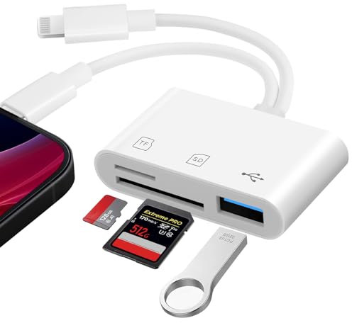 Flintronic 3 in 1 Speicherkartenleser, SD Kartenleser USB C SD Card Reader, Kartenlesegerät mit Micro SD/SD/USB OTG Adapter, Lightning & USB C SD Kartenleser, SD-Karten Adapter für iPhone/iPad/MacBook