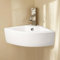 Warmiehomy Bathroom Vessel Ceramic Sink Wall Mounted,Corner Triangle Ceramic Basin with Waste Drainer Fixing Kit for Bathroom Cloakroom (White,31x31x13cm)