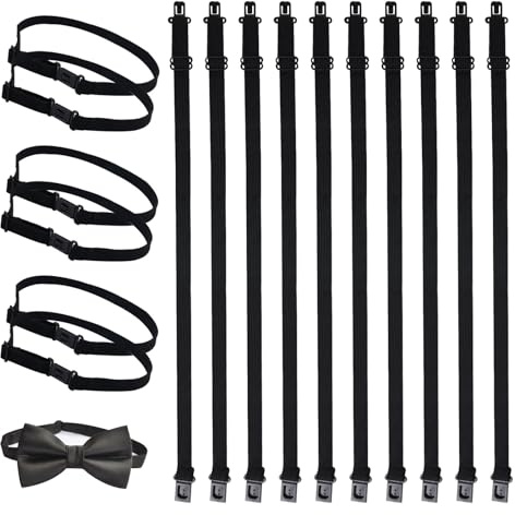 10 Pezzi Fascia per Papillon Elastico,Regolabile Estensore Cravatta