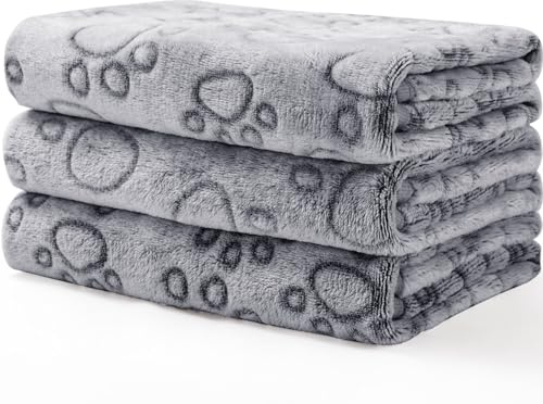 luciphia Hundtäcke kattfiltar tvättbar fluffig, 1-pack 3 filtar supermjuk fluffig, gosig filt fleece husdjur filtar för hundar katter, kan för soffor, bilar, sängar, kärlek tass 52 x 76 cm