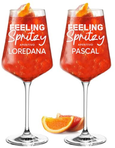 polar-effekt Aperol Spritz & Lot de 2 verres à cocktail avec gravure – Idée cadeau personnalisée – Verres pour Lillet, Sarti, apéritifs et sangria – Durable et robuste
