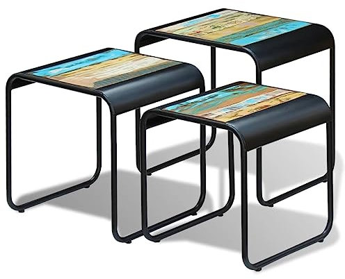 XINCXIN 3-TLG. Satztisch-Set, Sideboard Sofa Tisch beistelltische fürs Wohnzimmer Aesthetic Room Decor Altholz