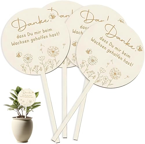 Lot de 4 étiquettes pour plantes - 20 x 10 cm - En plastique résistant aux intempéries - Avec marqueur - Pour légumes, fleurs, plantes en pot, herbes (Abeilles)