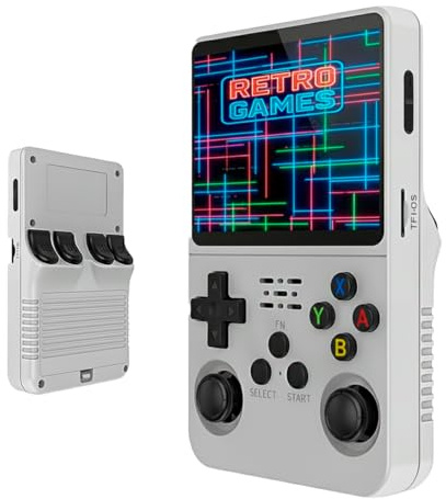 R36S Consola Retro portatil 2026, Compatible con +20000 Juegos PSP, N64, NDS, SuperN, GameB, GBA, NeoG, PS1... Pantalla a Color de Calidad IPS, Miniconsola Arcade (Incluye Tarjeta) Blanco