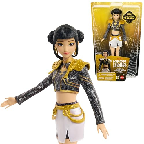 Mattel KPOP Demon Hunters HUNTR/X Zoey “Golden” muñeca Cantante | Con traje exclusivo extraíble, 5 articulaciones móviles, inspirada en la película, JRN42
