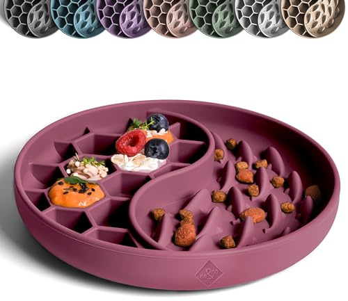 ne&no® Anti Slingnapf för hundar och katter I Slow Feeder I Slekmatta hund med stor sugkopp I Slekmatta katt för våtmat och torrmat (Ruby)
