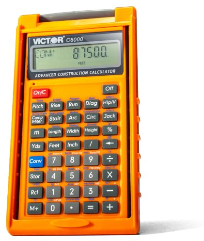 Victor C6000 Advanced Construction Calculator with Protective Case Displays in Fractional or Dimensional Forms Perfect for Carpenters, Renovators,Builders, Contractors, Estimators