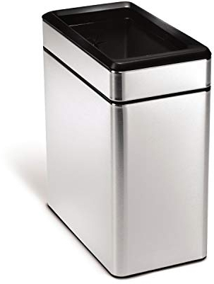 simplehuman, poubelle étroite ouverte, acier inoxydable brossé, 10 litres