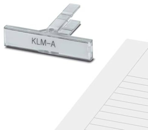 PHOENIX CONTACT KLM-A + ESL 44X7 Klemmenleisten-Kennzeichnungsträger, 35 Clipfix, 44 mm x 7mm Schriftfeldgröße des Einsteckstreifens, Transparent, 50 Stück