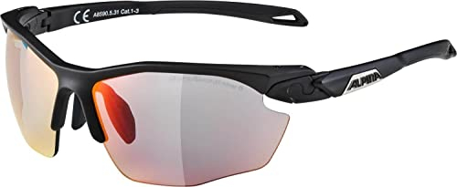 ALPINA TWIST FIVE HR QV - Kontrastverstärkende, Selbsttönende & Beschlagfreie Sport- & Fahrradbrille Mit 100% UV-Schutz Für Erwachsene, black matt, One Size