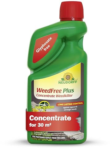 Neudorff WeedFree Plus Concentrate - Effective Weedkiller for fast, long-lasting weed control. Affects root system. Glyphosate Free, 510 ml