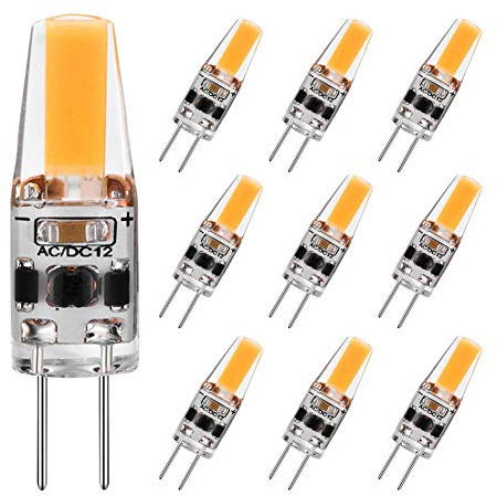 G4 LED Bulb 2W Equivalent to 20W T3 JC Type Bi-Pin G4 Base Halogen Bulb, AC/DC 12V Warm White 3000K G4 Bulb for Under Cabinet Light, Ceiling Lights, RV, Boats, Outdoor Landscape Lighting (10 Pack)