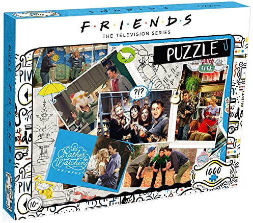 Winning Moves Friends Scrapbook 1000 Piece Jigsaw Puzzle Game, Piece together characters from the popular TV Series including Joey, Ross, Rachel, Chandler, Phoebe and Monica, gift for ages 10 plus