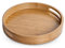 XGzhsa Bamboo Serving Tray with Handles, Round Food Tray Made of Natural Bamboo Material, Ideal for Bread, Fruit, Coffee, Milk, Tea and More (30 x 30 x 4cm)