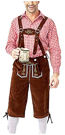 GIVBRO Oktoberfest Lederhosen kostym med skjorta traditionell bayersk öl män byxor skjorta kläder för halloween fest utklädning