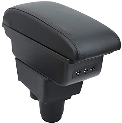 OYHCM For Dacia Duster II 2018-2023 Armrest Auto Centre Console Interior Storage Box Arm Rest Dual Compartments Leather Black