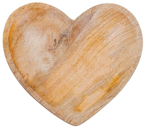 levandeo Deko-Teller Herz 26cm Mangoholz Holzteller Holzschale Herzform Natur Tischdeko Wohndekoration