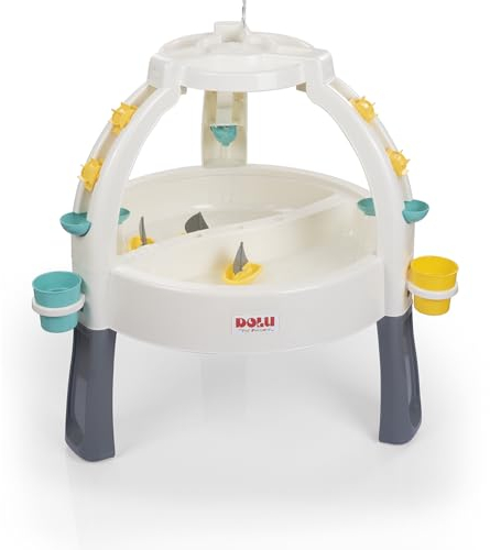 Dolu 2674 Fun Fountain Sand- & Wassertisch für Kinder, Aktivitätstisch für Wasser- und Sandspiele, Weiß/Grau, Geeignet für Kinder ab 24 Monaten, 82x98x98 cm
