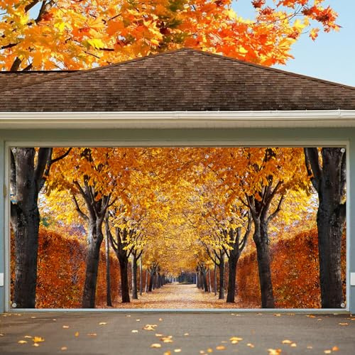 Toile de fond pour décoration de porte de garage, motif feuille d'érable, 2,4 x 1,8 m, pour anniversaire, mariage, fête prénuptiale, accessoires photo