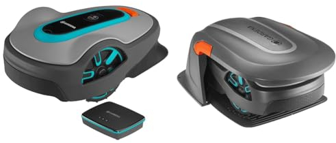 Gardena Mähroboter smart SILENO City 600 m² Set & Original Garage für Mähroboter: Garage für Rasenmäher, optimaler Sonnen- und Regenschutz für Rasenroboter und Ladestation (15020-20)