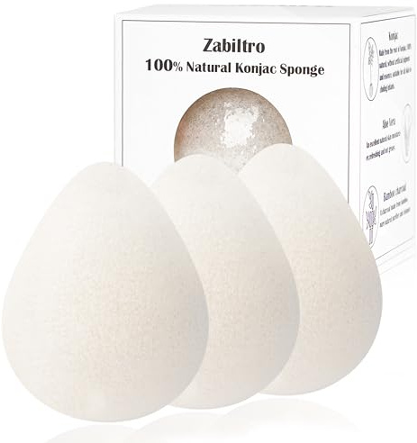 Zabiltro Esponjas faciales Konjac de nogal natural, gotas de agua, para una limpieza suave y exfoliación facial, ecológica, para el cuidado de la piel, limpieza facial y corporal, con Konjac puro