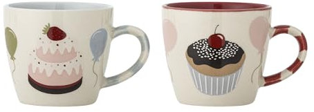 Bloomingville Mini Darby Tasse, Rot, Steingut, T8xH7 cm, 2er-Set, 200 ml