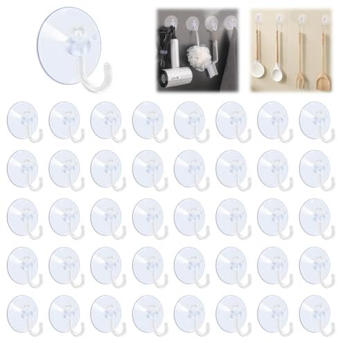 FENQURO 40 pcs crochets à ventouse - Crochets muraux réutilisables pour fenêtres, salle de bain et cuisine - Aucun perçage requis- Les décorations peuvent être accrochées (Crochets en caoutchouc)