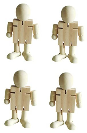 Toyvian 4piezas Adornos Para Colorear Diy Madera Robot Manualidades Pintadas Juguetes Artesanales Decoración De Escritorio Hogar Grafitis Diy Adornos De Madera