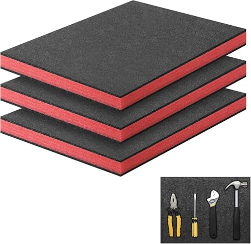Storystore Skumark i polyuretan 3 st, 40 x 30 x 5 cm verktygslåda med skuminsatser skärbara verktygslådor, verktygslådor, organiseringsinlägg för verktygslåda, flygfodral, kameralagring