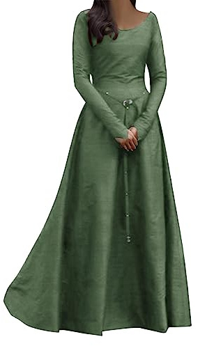 Vestido medieval Keider para mujer, de manga larga, retro, con cordones, vintage, clásico, negro, palacio, elegante, vestido medieval, Halloween, carnaval, fiesta, disfraz, fiesta