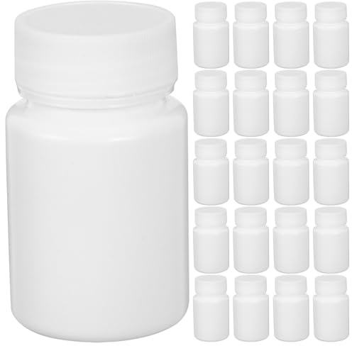 Healvian 100 pezzi Bottiglie Farmaci in Plastica PE Resistenti e Sicure Contenitori Ermetici con Tappo Vite Bocca Larga per Organizzare Pillole e Capsule per Viaggi e Uso Quotidiano