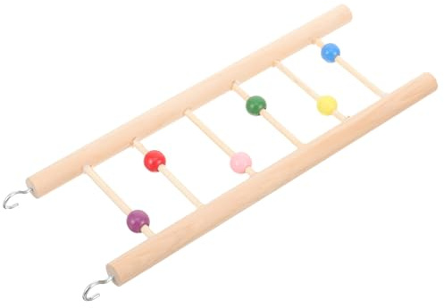 Veemoon Échelle pour Perroquets en Bois Naturel 25 Cm 6 Marches Perles Colorées d'escalade pour Cage d'oiseaux, Échelle de Dressage Perruche, Accessoire Ludique pour Perruches et Oiseaux
