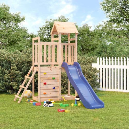 Genérico Parque Infantil de Exterior Madera Maciza de Pino, Columpios y estructuras de Juegos Marrón,3155888