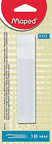 Maped - Accesorios para Cúter Profesional - 10 Cuchillas de Recambio - Compatibles con Cúteres Estándar - Filo de 18 mm - Ideal para Cúter de Precisión