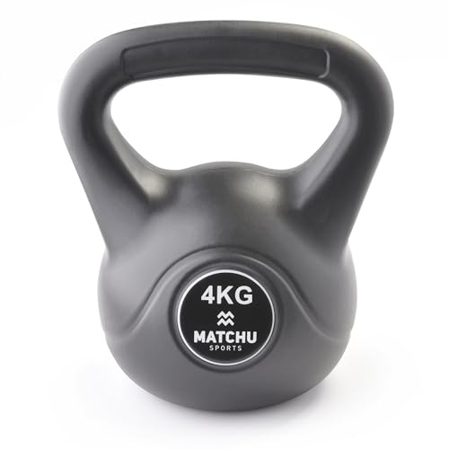 MATCHU - Pesa rusa - 4 kg - Fitness y entrenamiento de fuerza - Entrenamiento cruzado, fitness, gimnasia - Peso de mano - Soporte para bolas - Plástico - Hormigón - Pesa rusa 4 kg - 22 x 15 cm