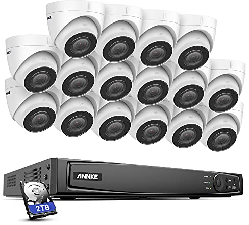 ANNKE POE Überwachungskamera Set aussen mit 16 x 5MP PoE Bullet IP Kameras, 16 CH/Kanal 4K CCTV NVR System mit 2TB Festplatte für Hause innen Outdoor mit Nachtsicht Bewegungserkennung und Fernansicht