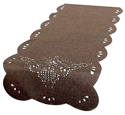 Tischläufer Bella, 40x140 cm, braun, moderner Tischläufer mit Lasercut