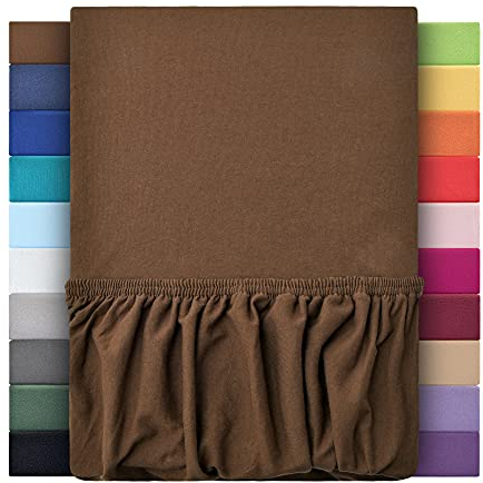 leevitex® Spannbettlaken 180x200cm - 200x200cm | Spannbetttuch Bettlaken | 100% Jersey Baumwolle | Matratzenhöhe bis 25 cm | Ökotex | Schokobraun