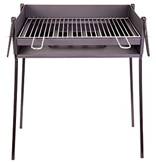 BRICOMIRAS Barbacoa CARBÓN Y LEÑA 60X40 CENTÍMETROS con Soporte para PAELLERA Ideal Camping Y Playa