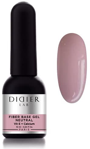 DIDIER LAB Base in fibra di alta qualità, coat gel UV LED, lunga durata, soak off, con vitamine e minerali, rinforza le unghie sottili danneggiate, 10,1 ml