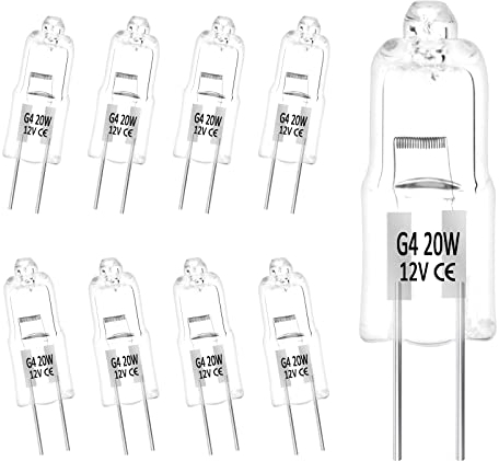 UKOFEW Lampadine Alogene G4，Lampadina G4, 20W 12V，2800k Luce Bianca Calda Lampadine Alogene a Capsule Lampadine，per Luci di Segnalazione e Iluminazione da Cucina, 10 Pezzi