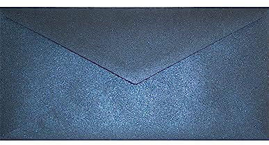 Netuno 100 Briefumschläge Perlmutt-Dunkel-Blau DIN lang 110x 220 mm 120g Aster Metallic Queens Blue Perlmutt-Umschläge lang metallisch-glänzende Kuverts DL für Hochzeit Weihnachten Geburtstag