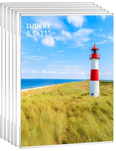 Ludery Cornici per foto in acrilico, 20,5 x 28,5 cm, cornice trasparente per parete, senza cornice, 20,5 x 28 cm, cornici galleggianti da appendere, per casa, scuola, ufficio, set da 6