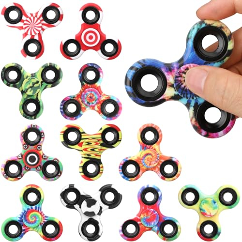 12er-Pack Fidget-Spinner-Spielzeug für Kinder und Erwachsene, Metall-Tri-Spinner zum Stressabbau, Weihnachts-Geburtstags-Strumpffüller-Klassenzimmerpreis für Jungen im Alter