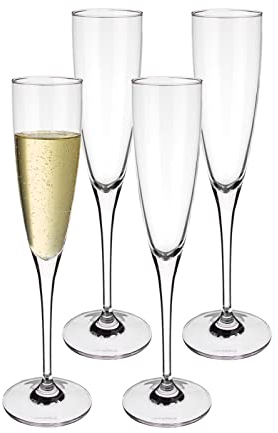 Villeroy & Boch – Maxima Sekt-/ Champagnerglas Set 4 teilig Klar, Spülmaschinenfest, Prosecco Gläser, Sektgläser, Sektflöten, Gläser für Sekt und Champagner, Kristallglas